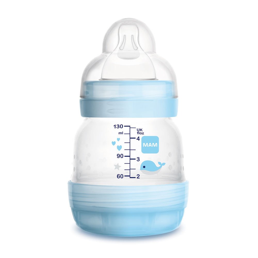Mam Easy Start™ Anti-Colic 0+ Μηνών, Κωδ 353S Μπιμπερό Πολυπροπυλενίου με Θηλή Σιλικόνης & Σύστημα Κατά των Κολικών 130ml – μπλέ