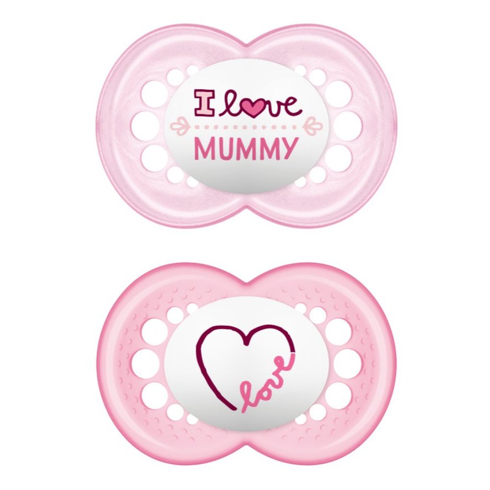Mam I Love Mummy & Daddy Ορθοδοντική Πιπίλα Σιλικόνης Κωδ 170S από 6 Έως 16 Μηνών 2 Τεμάχια – Ροζ – Ροζ 2