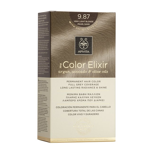 Apivita My Color Elixir Μόνιμη Βαφή Μαλλιών με Καινοτόμο Σύστημα Color Magnet που Σταθεροποιεί και Σφραγίζει το Χρώμα στην Τρίχα – N9.87 ΞΑΝΘΟ ΠΟΛΥ ΑΝΟΙΧΤΟ ΠΕΡΛΕ ΜΠΕΖ