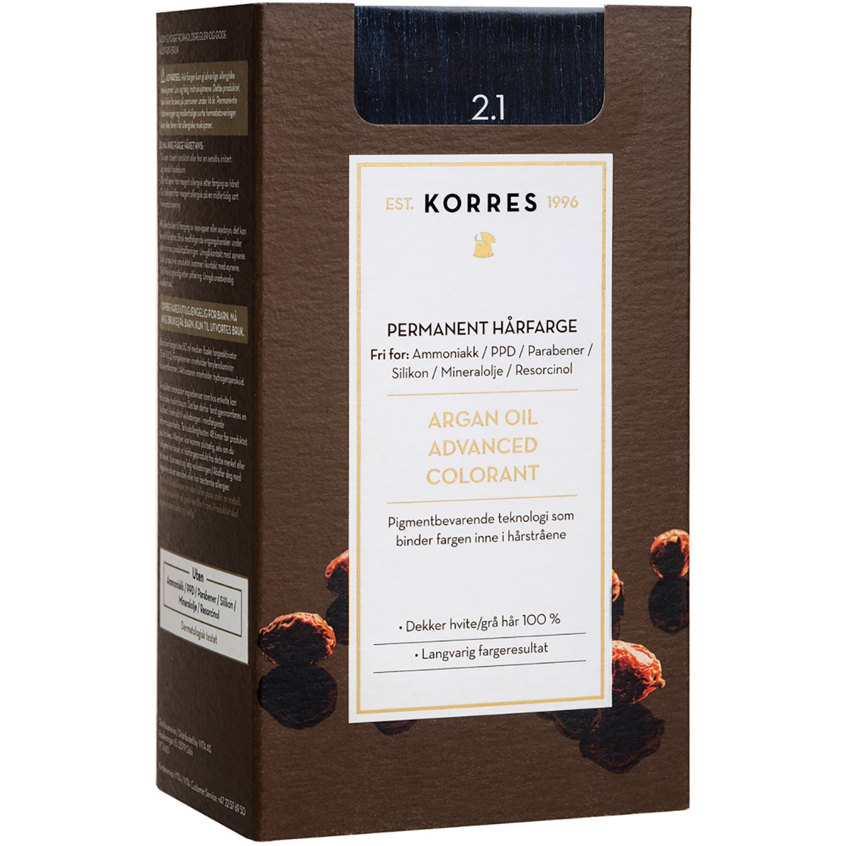 Korres Argan Oil Advanced Colorant Μόνιμη Βαφή Μαλλιών με Τεχνολογία Pigment-Lock που Κλειδώνει το Χρώμα 50ml – 2.1 ΜΑΥΡΟ ΜΠΛΕ