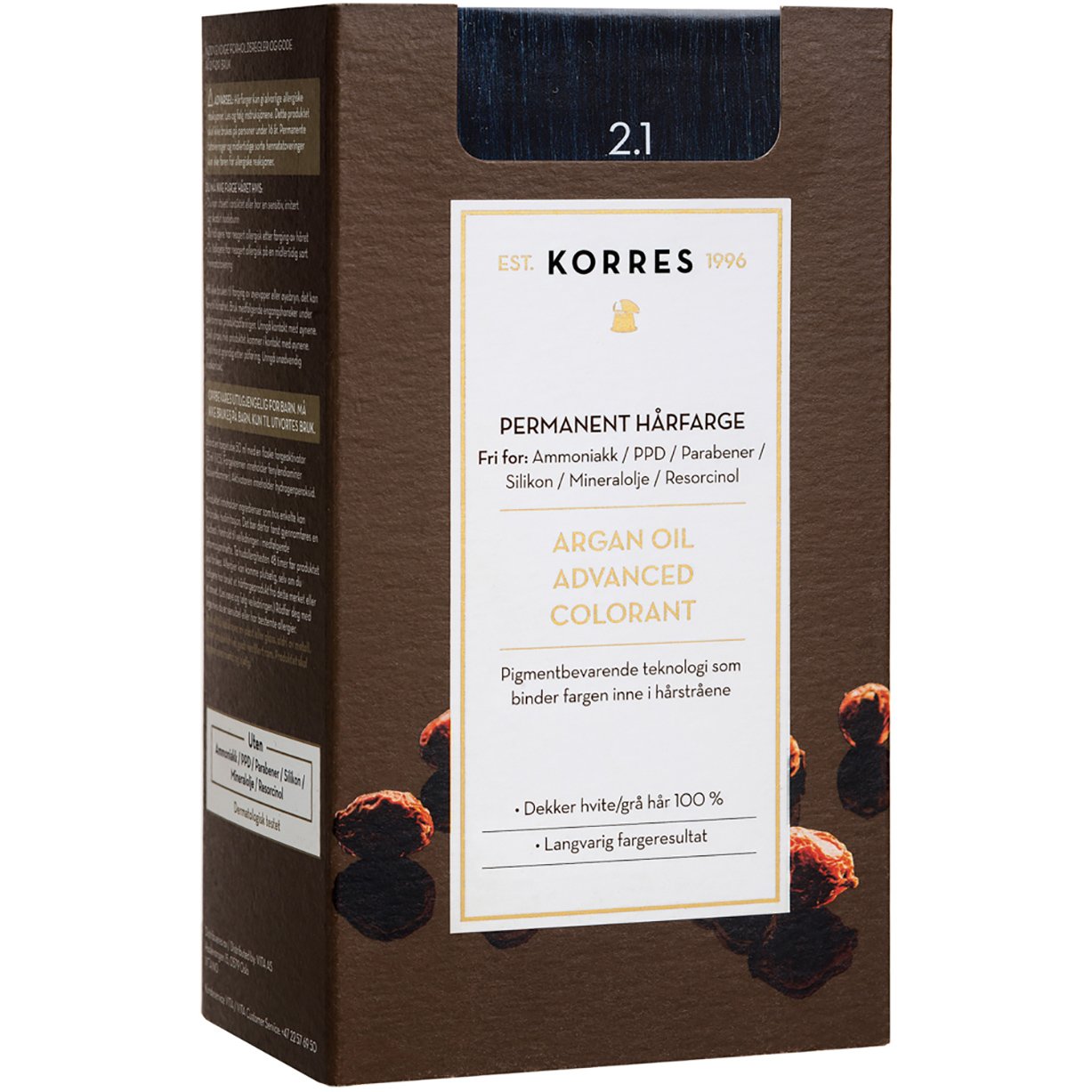 Korres Argan Oil Βαφή Μαλλιών Χωρίς Αμμωνία με Τεχνολογία Pigment-Lock που Κλειδώνει το Χρώμα 1 Τεμάχιο – 2.1 Μαύρο Μπλε