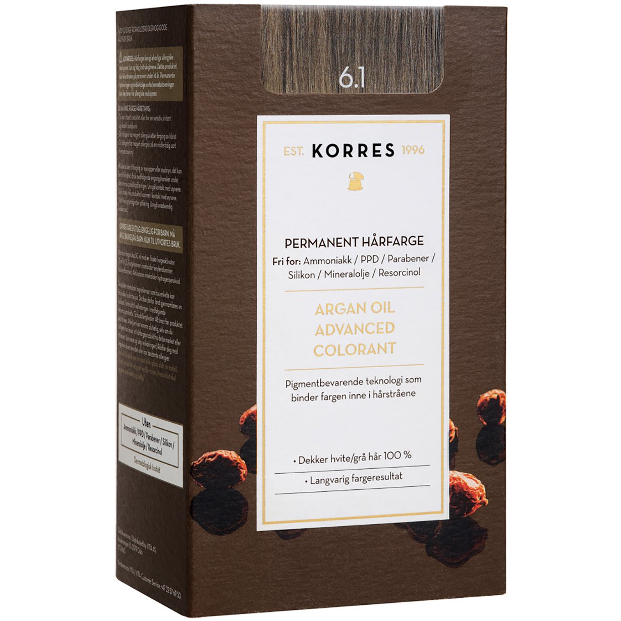 Korres Argan Oil Advanced Colorant Μόνιμη Βαφή Μαλλιών με Τεχνολογία Pigment-Lock που Κλειδώνει το Χρώμα 50ml – 6.1 ΞΑΝΘΟ ΣΚΟΥΡΟ ΣΑΝΤΡΕ