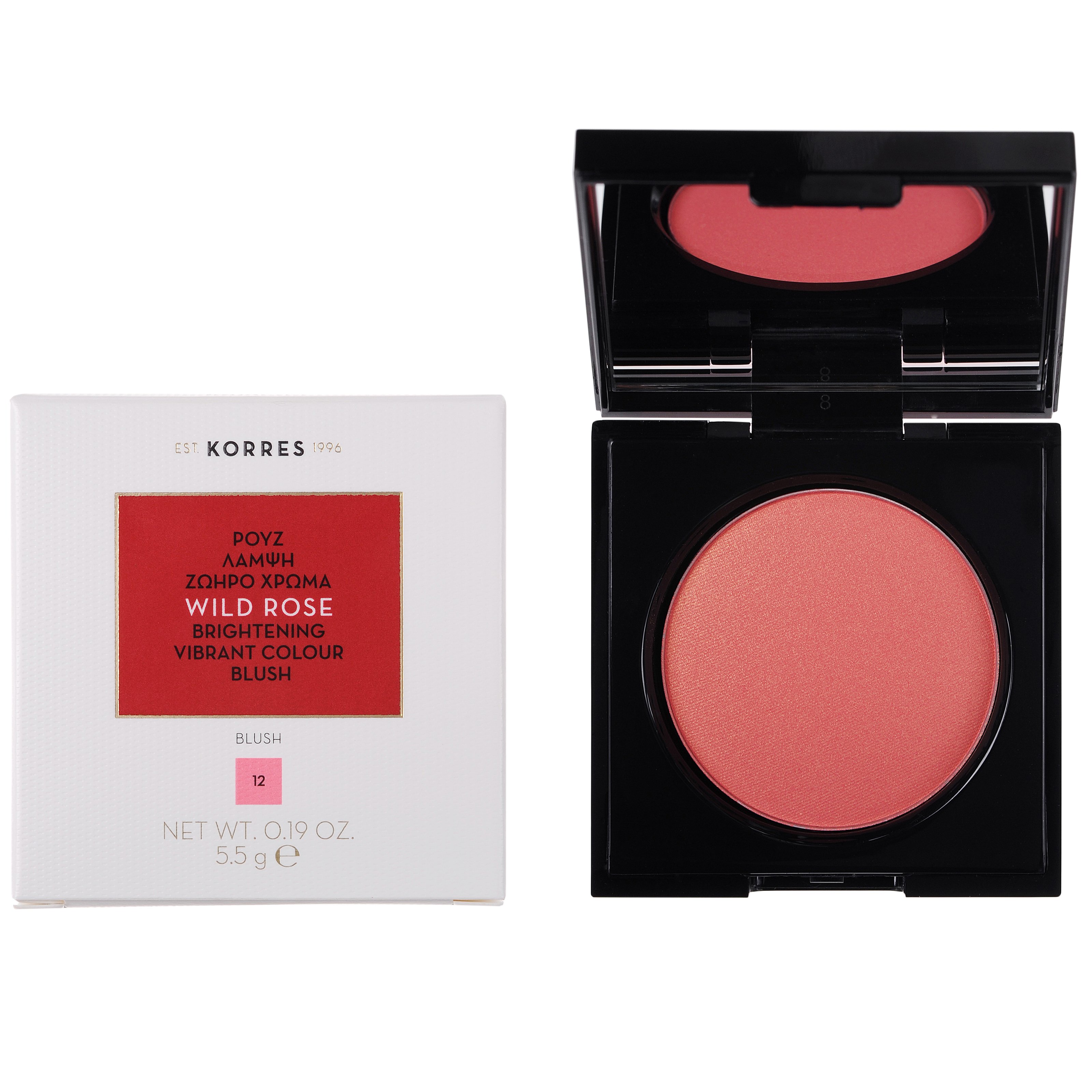 Korres Wild Rose Blush Άγριο Τριαντάφυλλο Ρουζ Μεταξένιας Υφής για Λάμψη & Ζωηρό Χρώμα 5.5g – 12 Golden Pink