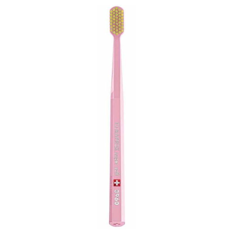 Curaprox CS 3960 Super Soft Toothbrush Πολύ Μαλακή Οδοντόβουρτσα με Εξαιρετικά Απαλές & Ανθεκτικές Ίνες Curen για Αποτελεσματικό Καθαρισμό 1 Τεμάχιο – Ροζ/ Κίτρινο