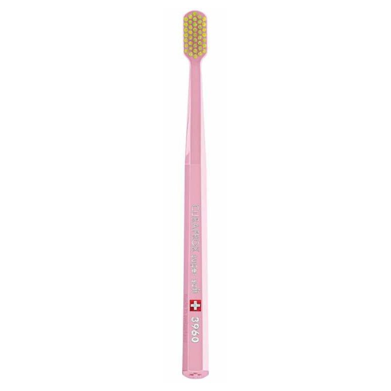 Curaprox CS 3960 Super Soft Toothbrush Πολύ Μαλακή Οδοντόβουρτσα με Εξαιρετικά Απαλές & Ανθεκτικές Ίνες Curen για Αποτελεσματικό Καθαρισμό 1 Τεμάχιο – Ροζ/ Κίτρινο