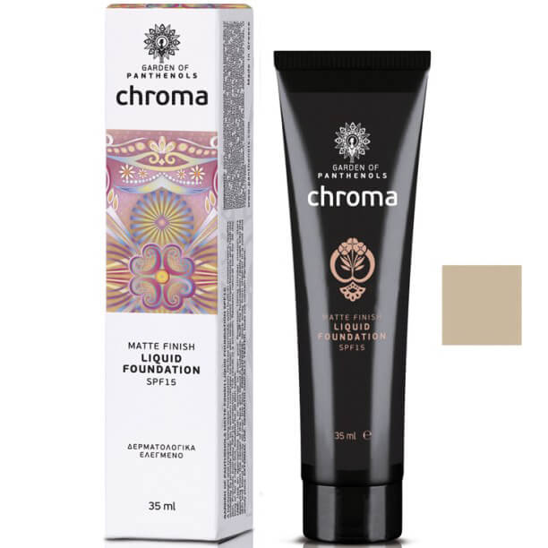 Garden of Panthenols Chroma Matte Finish Liquid Foundation Spf15 Λεπτόρευστο Foundation Μεγάλης Διάρκειας 35ml – Earth