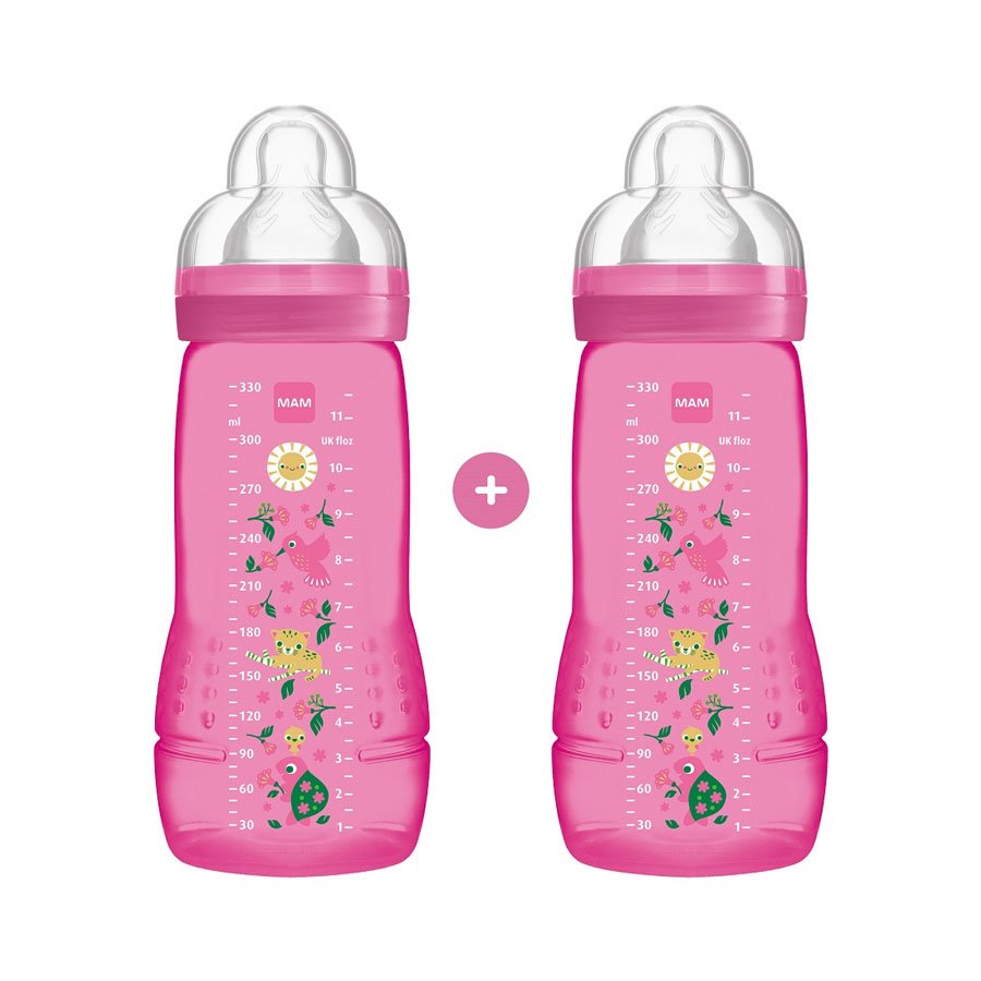 Mam Promo Pack Easy Active™ Baby Bottle Fairy Tale 4+ Μηνών Κωδ 365S Μπιμπερό Πολυπροπυλενίου με Θηλή Σιλικόνης 2x330ml – ροζ