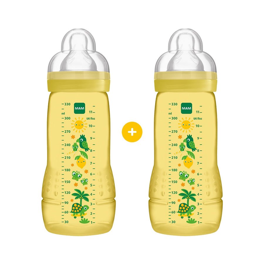 Mam Promo Pack Easy Active™ Baby Bottle Fairy Tale 4+ Μηνών Κωδ 365S Μπιμπερό Πολυπροπυλενίου με Θηλή Σιλικόνης 2x330ml – κίτρινο