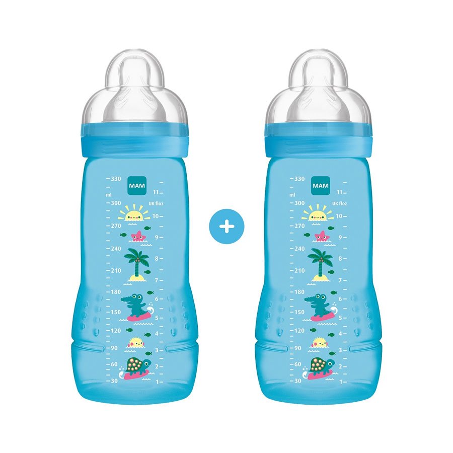 Mam Promo Pack Easy Active™ Baby Bottle Fairy Tale 4+ Μηνών Κωδ 365S Μπιμπερό Πολυπροπυλενίου με Θηλή Σιλικόνης 2x330ml – μπλέ