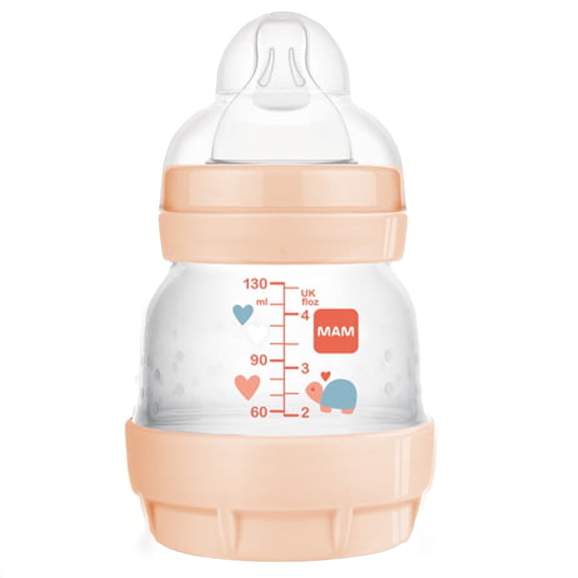 Mam Easy Start™ Anti-Colic 0m+ Μπιμπερό Πολυπροπυλενίου με Θηλή Σιλικόνης & Σύστημα Κατά των Κολικών Κωδ 353S 130ml – Πορτοκαλί