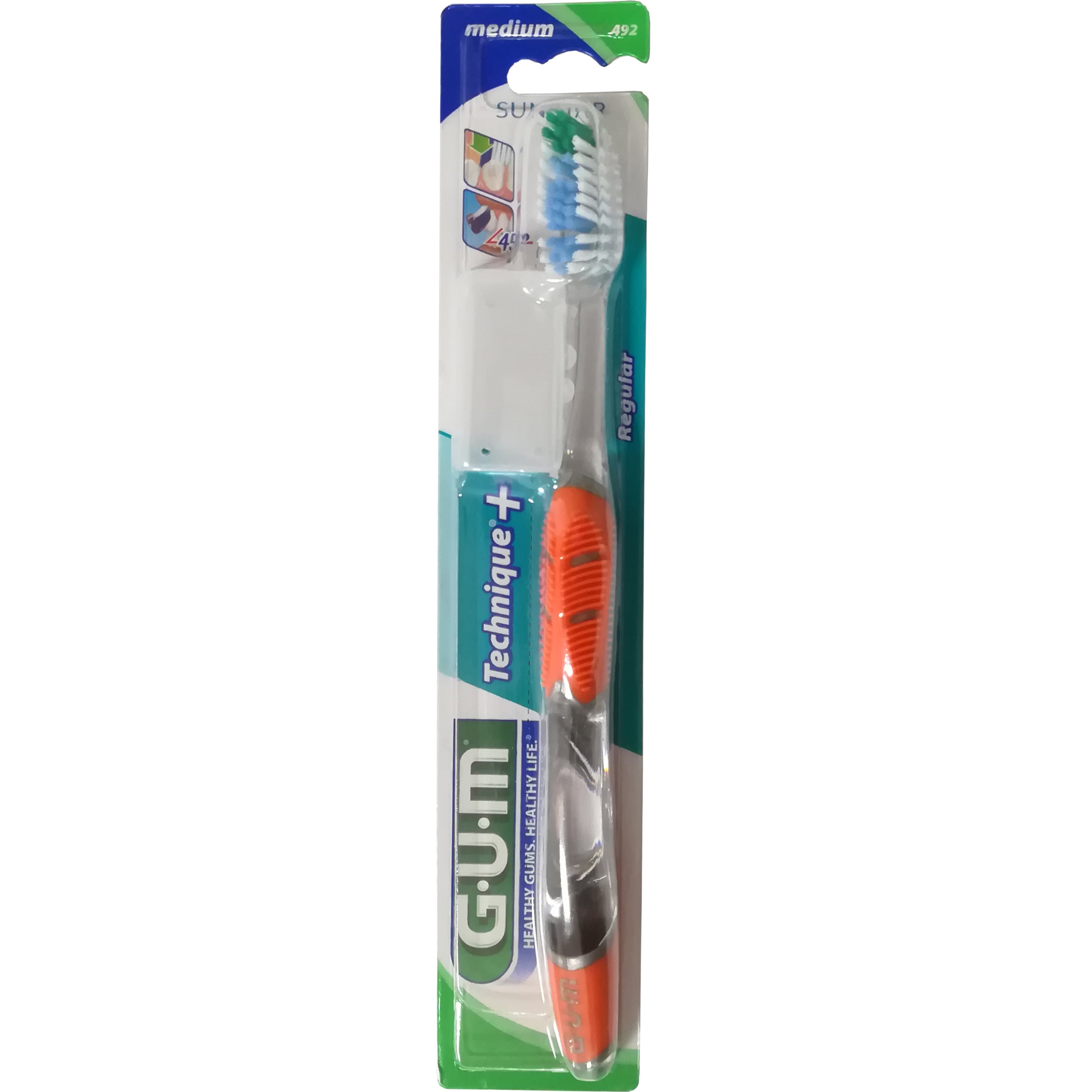 Gum Technique+ Regular Medium Toothbrush (492) Οδοντόβουρτσα Μεσαίας Σκληρότητας 1 Τεμάχιο – πορτοκαλί