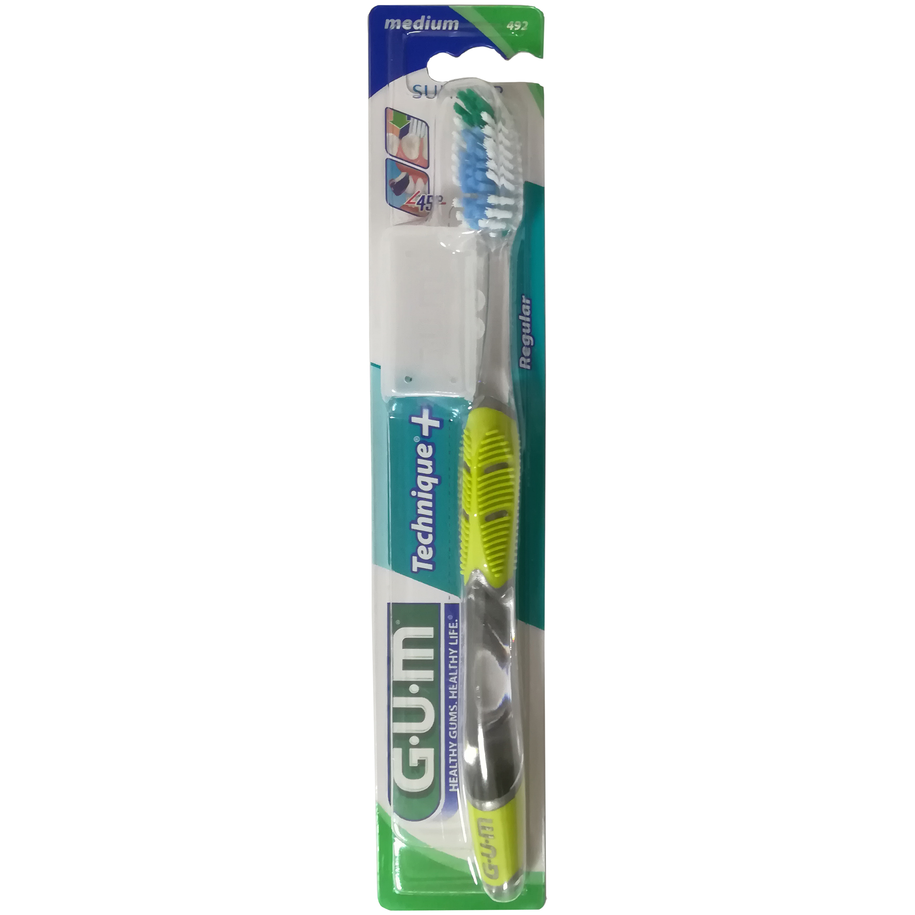 Gum Technique+ Regular Medium Toothbrush (492) Οδοντόβουρτσα Μεσαίας Σκληρότητας 1 Τεμάχιο – πράσινο