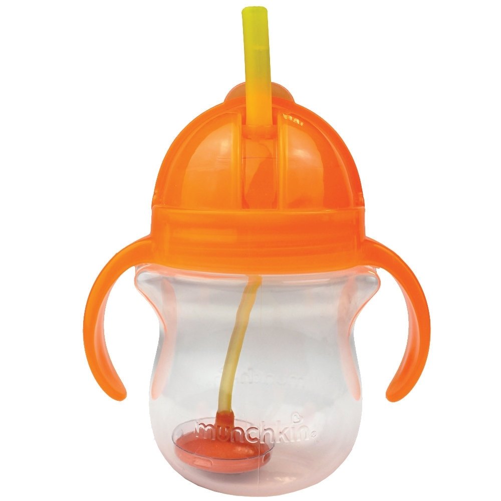 Munchkin Click Lock Tip & Sip Straw Cup Ποτήρι με Ευέλικτο Καλαμάκι 6m+, 207ml – πορτοκαλί