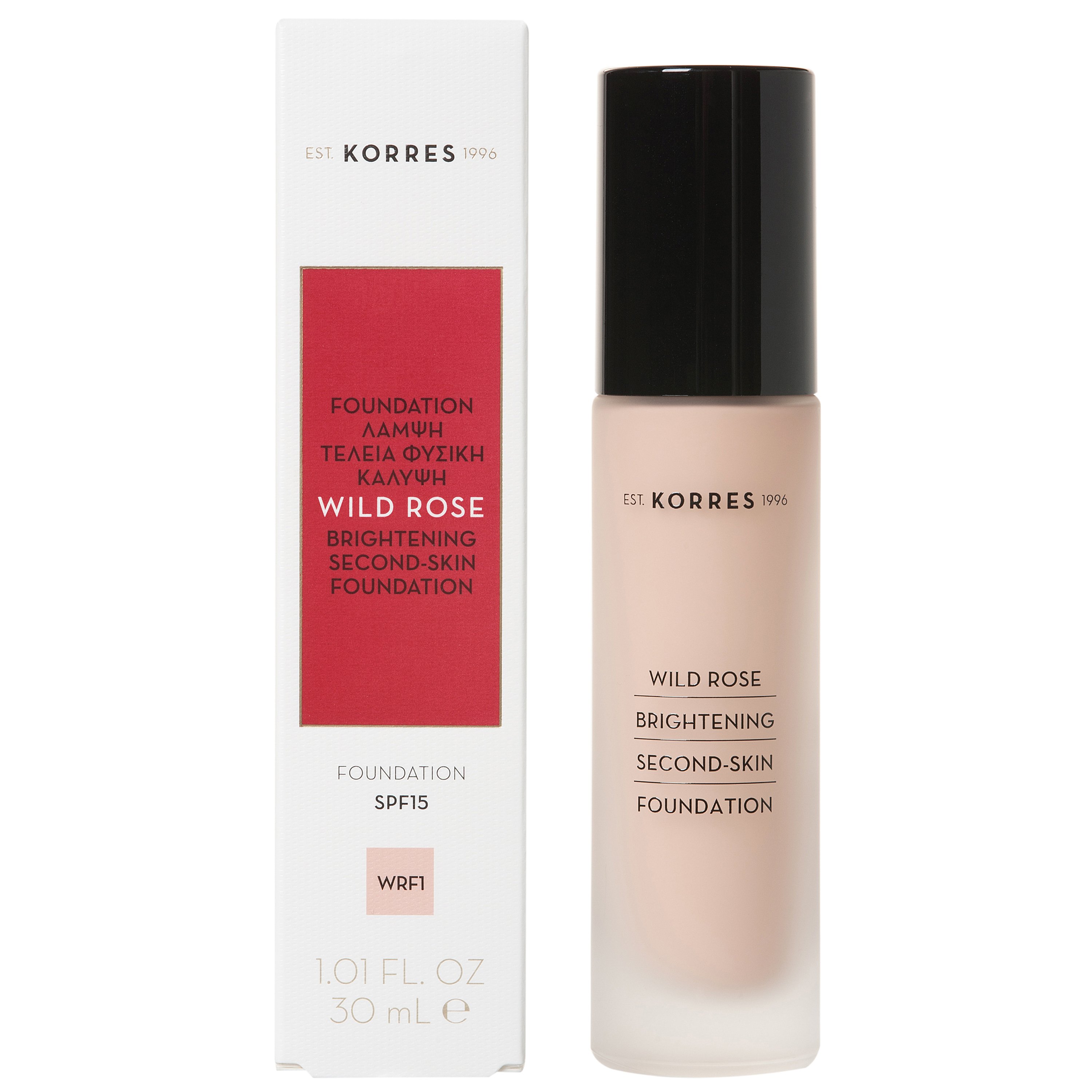 Korres Wild Rose Foundation Spf15 Make Up Άγριο Τριαντάφυλλο, Λάμψη, Τέλεια Φυσική Κάλυψη & Διάρκεια 30ml – Wrf1