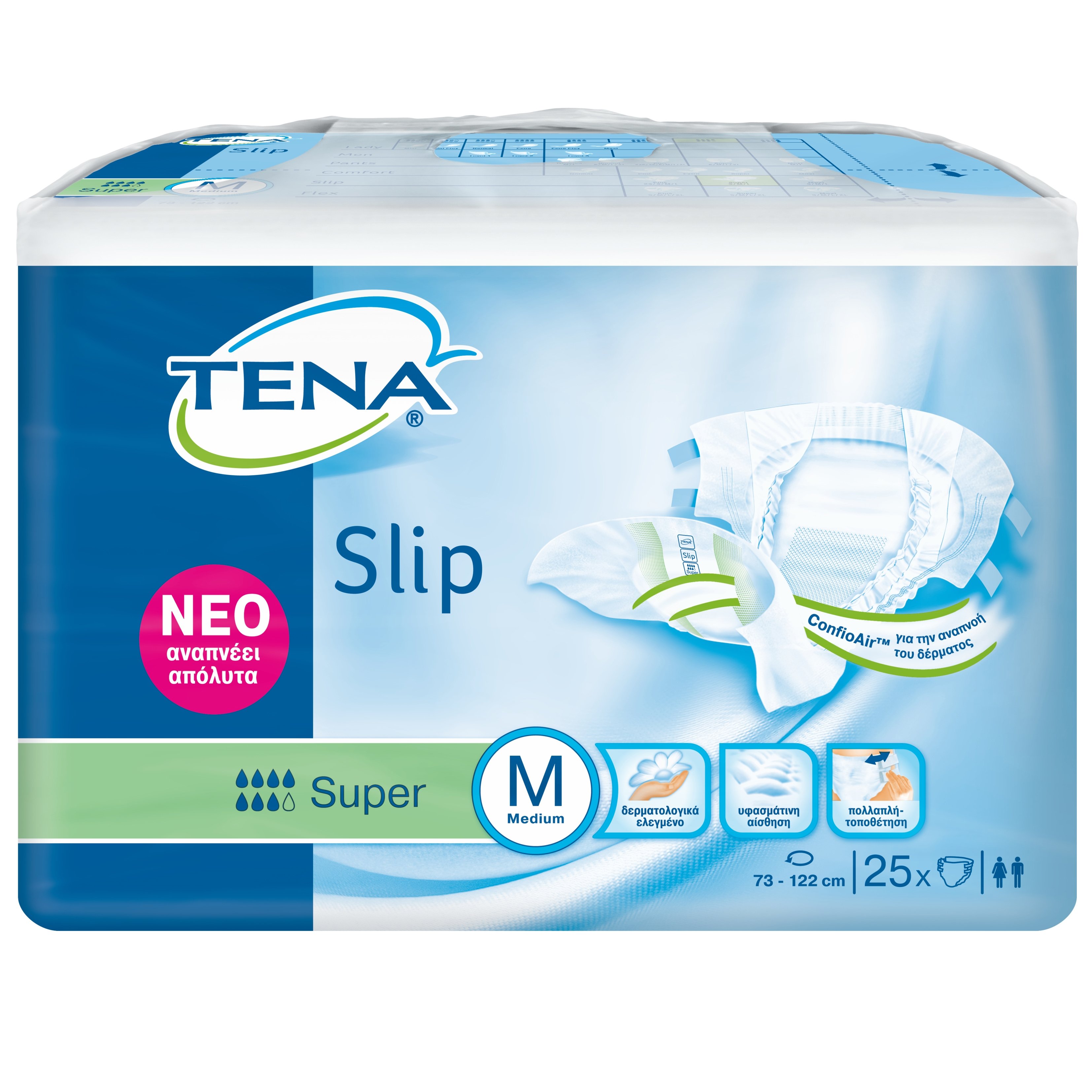 Tena Slip Super Πάνες Ακράτειας 25 Τεμάχια – Medium 73 / 122cm
