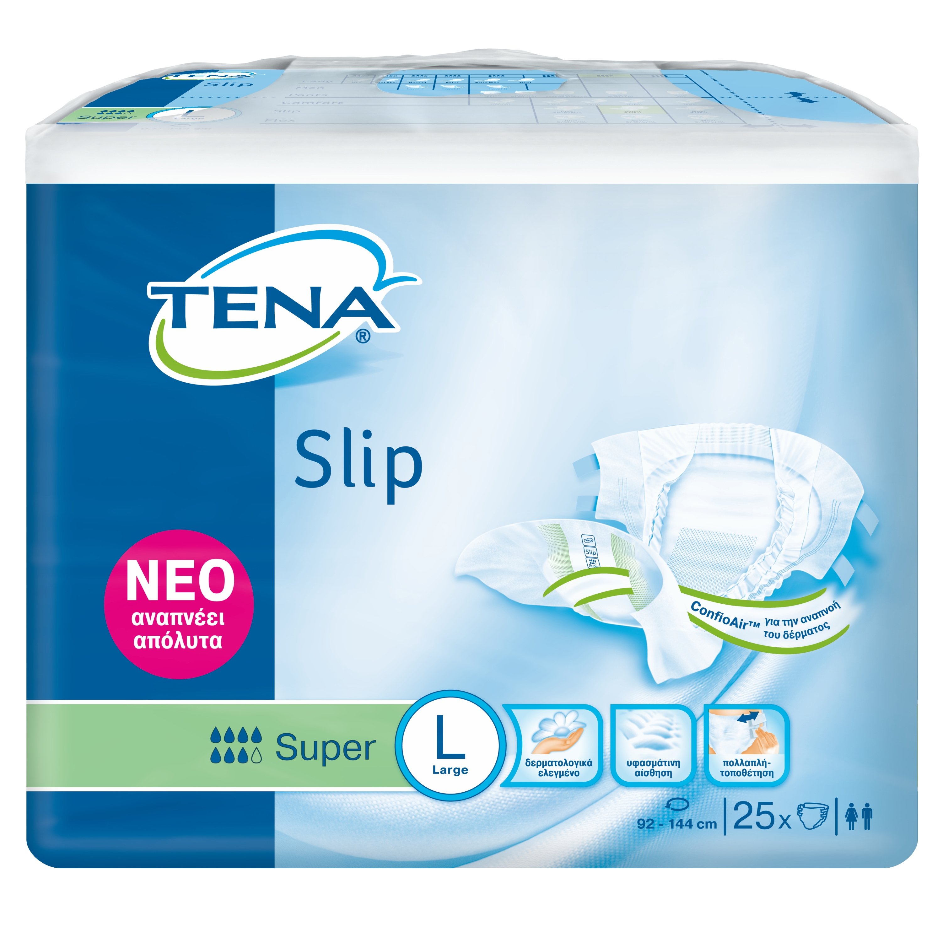 Tena Slip Super Πάνες Ακράτειας 25 Τεμάχια – Large 92 / 144cm