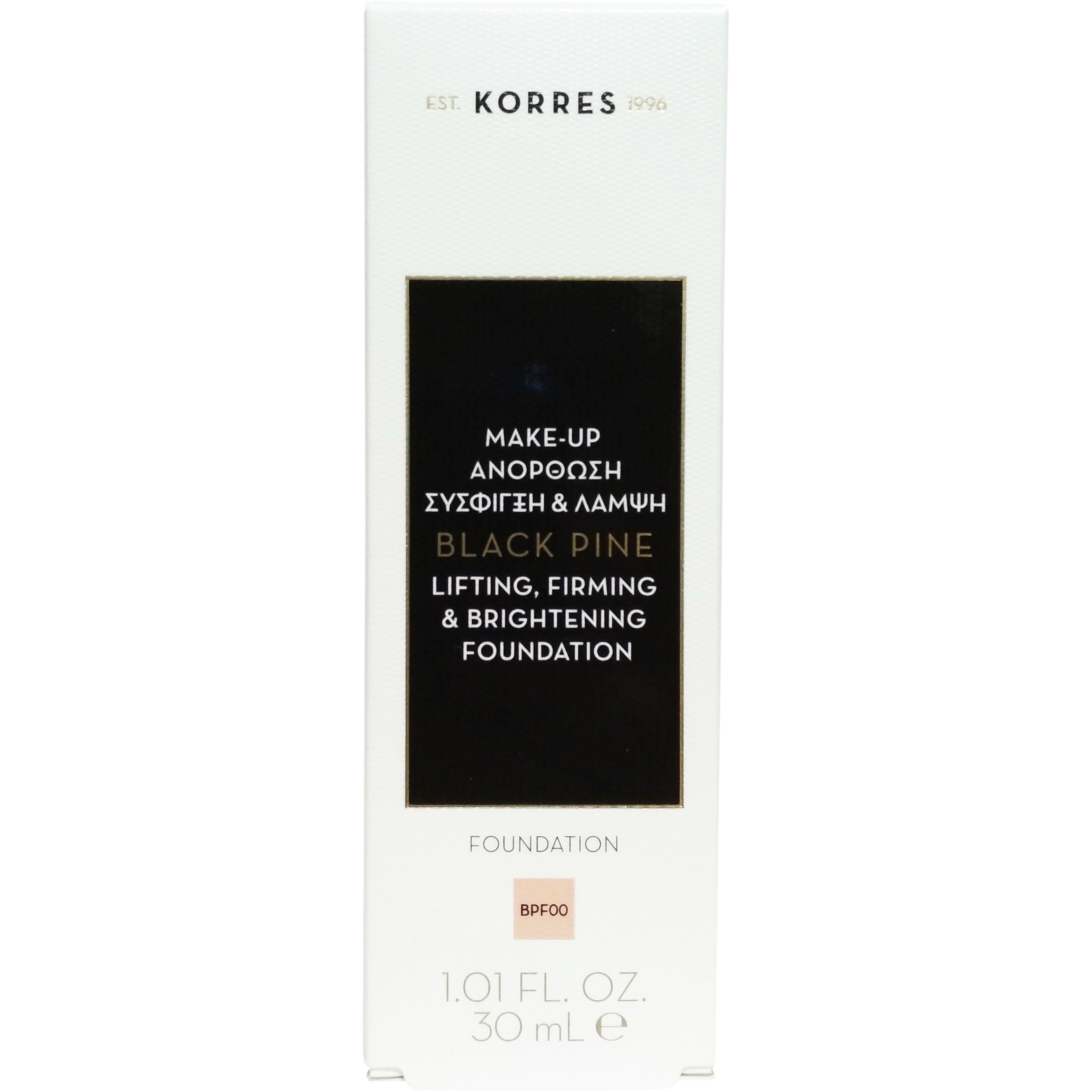 Korres Μαύρη Πεύκη Foundation Make-up Ανόρθωσης, Σύσφιξης & Λάμψης 30ml – BPF00