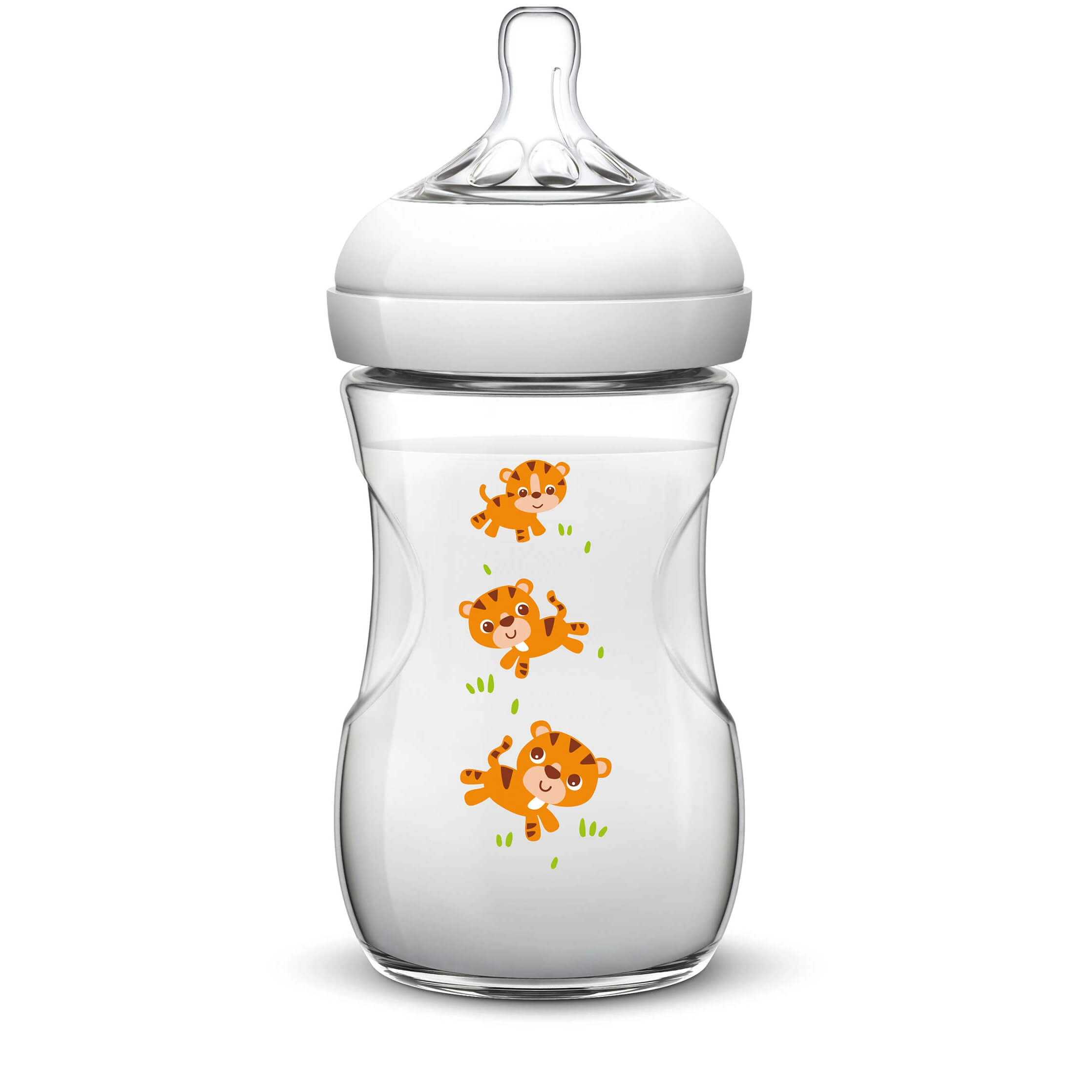 Avent Natural Μπιμπερό Πολυπροπυλενίου Με Θηλή Σιλικόνης Αργής Ροής 1Μ+ 260ml – Τιγράκια