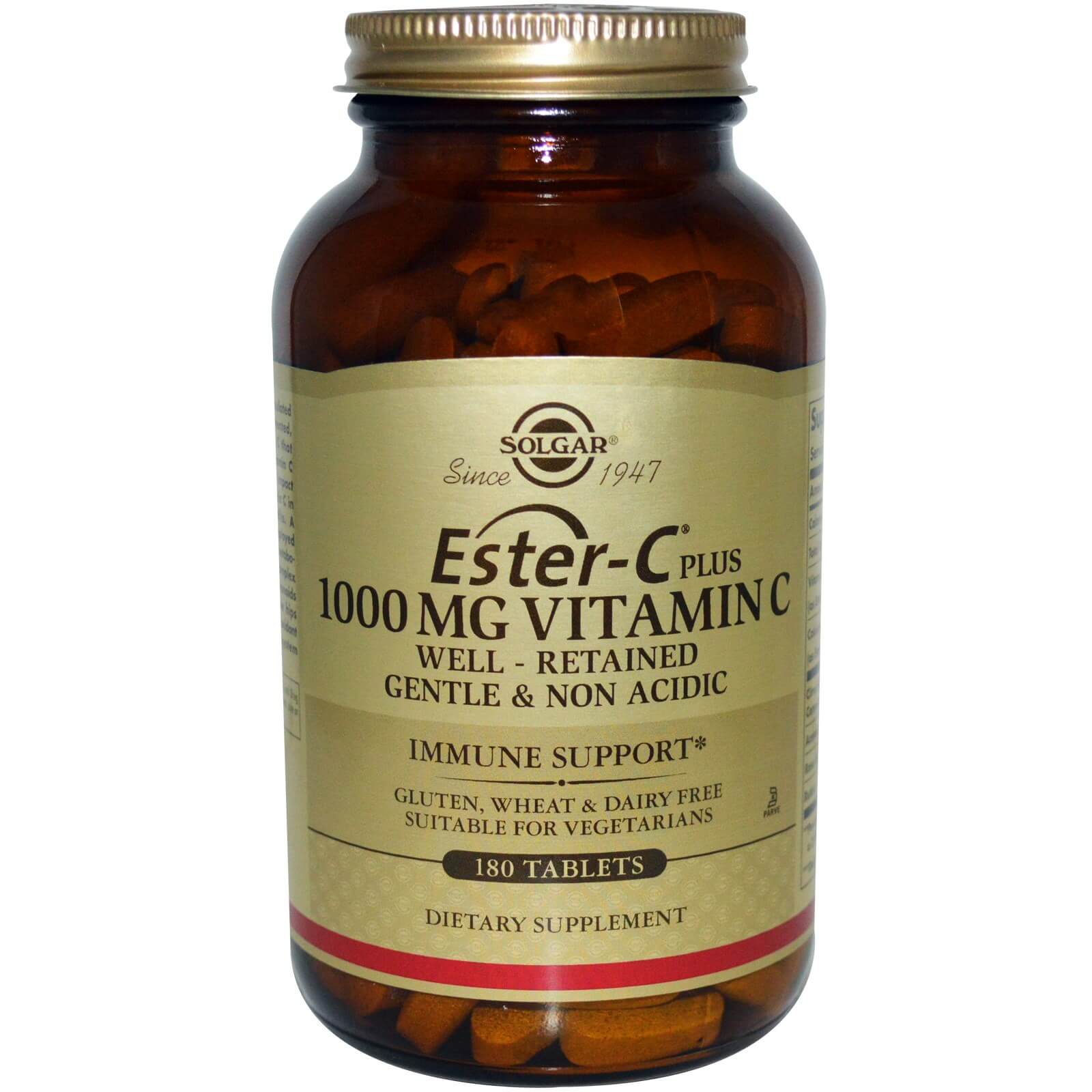 Solgar Ester-C 1000mg Συμπλήρωμα Διατροφής με μη Όξινη Μορφή Βιταμίνης C 180tabs