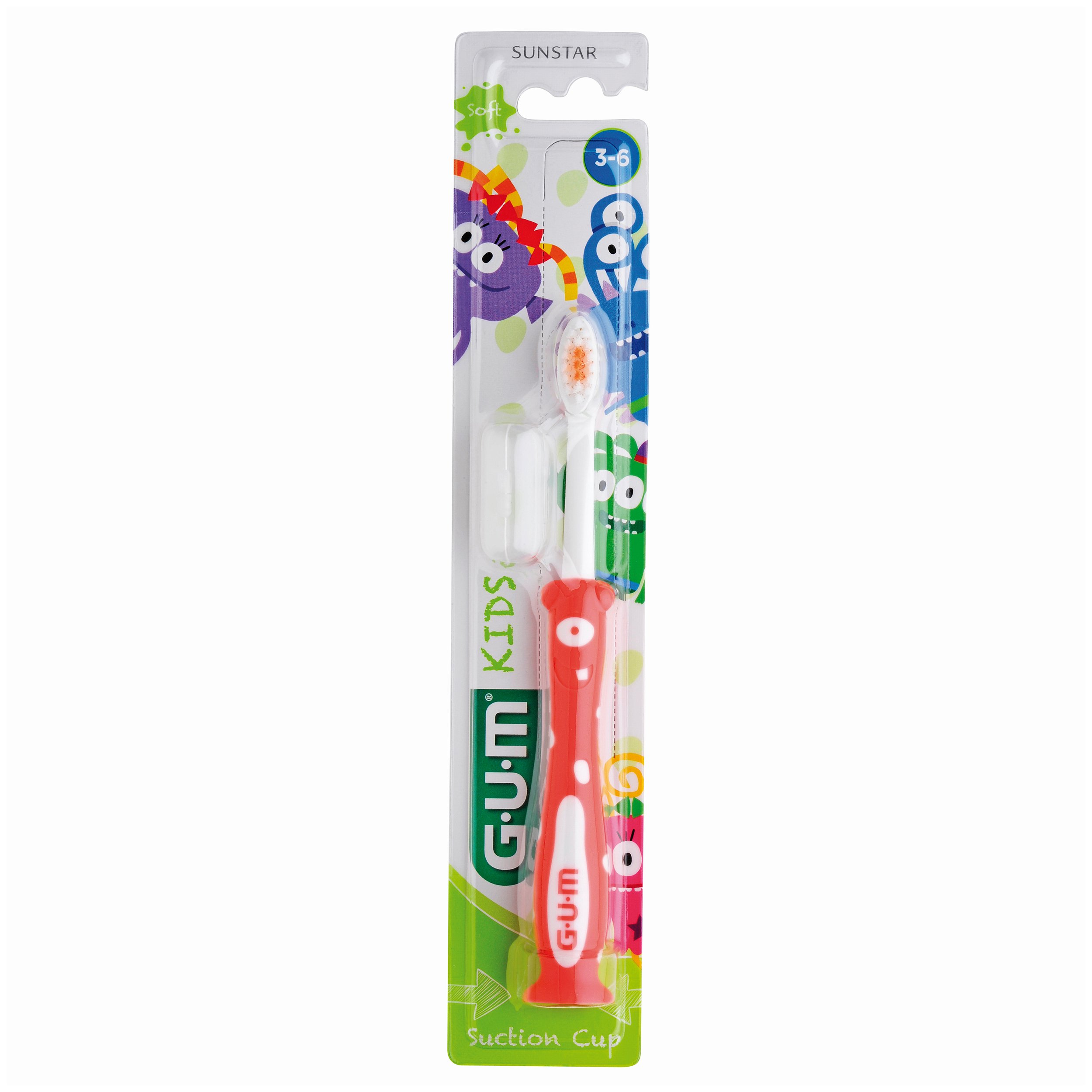 Gum Kids Soft Παιδική Οδοντόβουρτσα με Βεντούζα Στερέωσης 3-6 Ετών (901) – κόκκινο