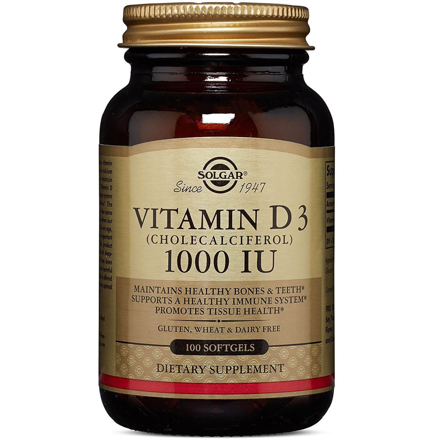 Solgar Vitamin D3 Συμπλήρωμα Διατροφής για την Ομαλή Απορρόφηση του Ασβεστίου απο τον Οργανισμό & την Ενίσχυση του Ανοσοποιητικού 1000 iu 100softgels