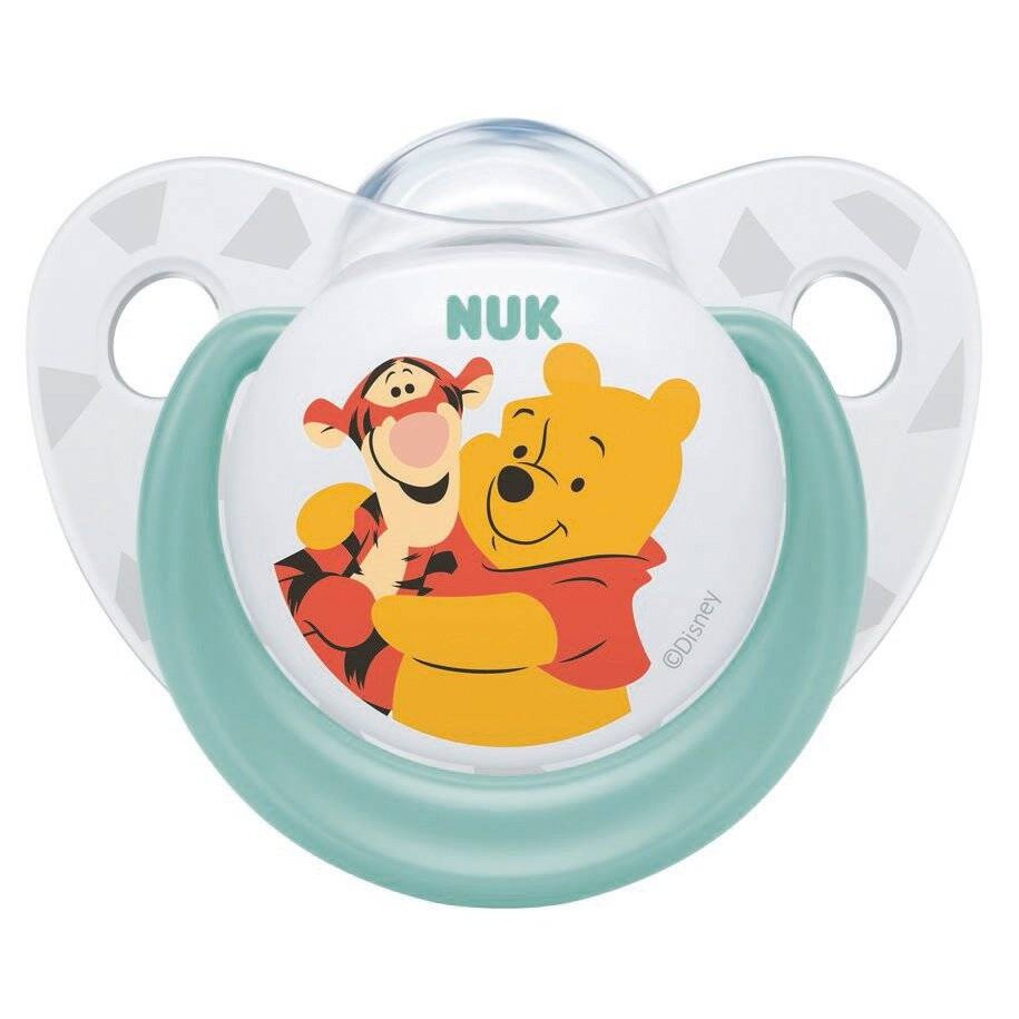 Nuk Trendline Disney Winnie the Pooh Πιπίλα Σιλικόνης με Κρίκο 1 Τεμάχιο – 6-18 Μηνών Πράσινη