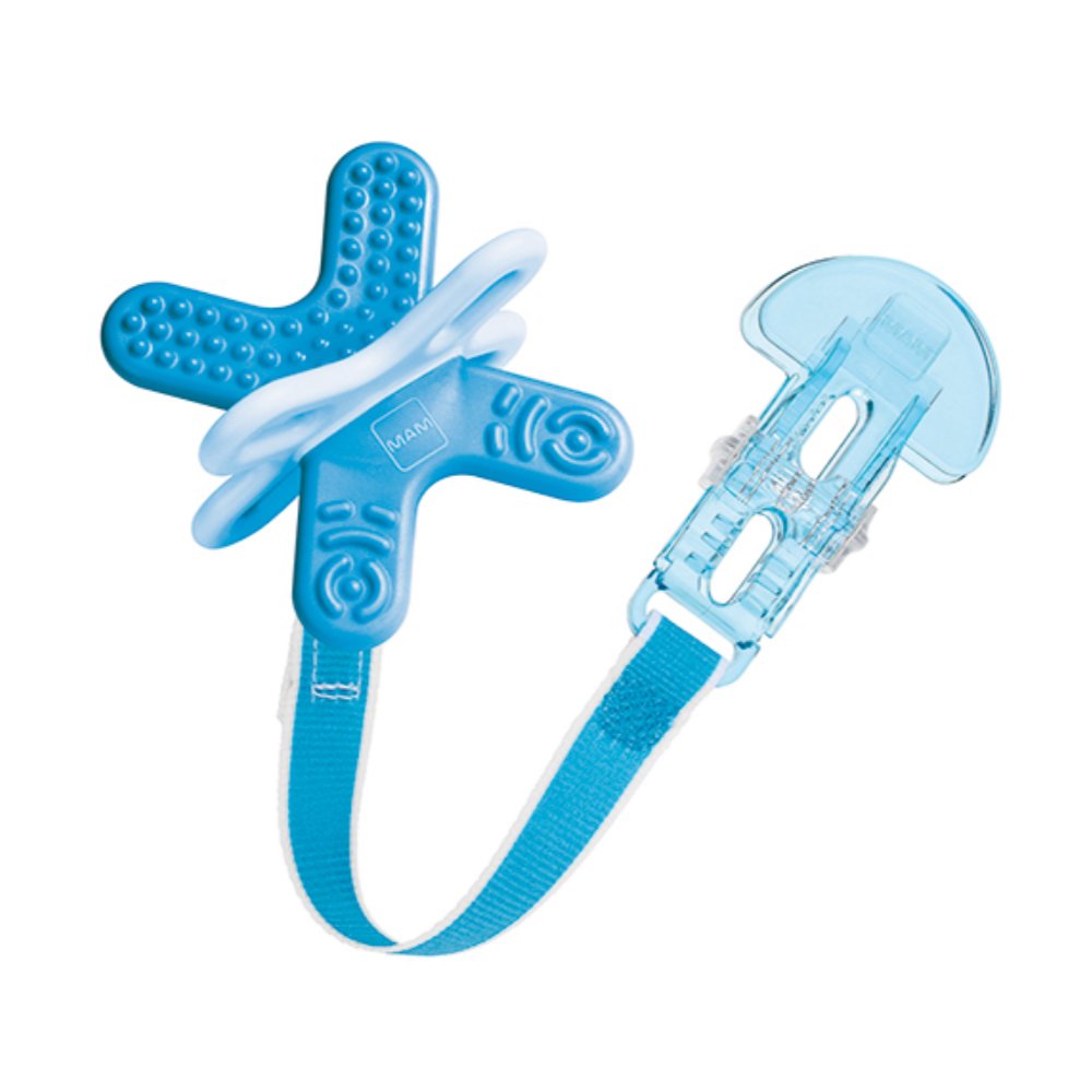 Mam Bite & Relax Phase 2 & Clip Κωδ 566 Μικρός Πολυκρίκος Οδοντοφυΐας με Κορδέλα Στήριξης, από 4+ Μηνών 1 Τεμάχιο – Μπλε