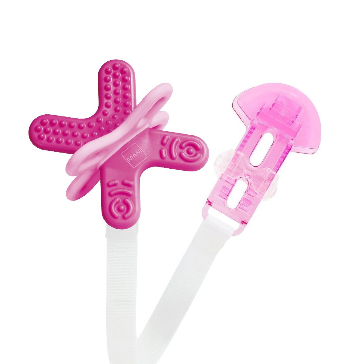 Mam Bite & Relax Phase 2 & Clip Κωδ 566 Μικρός Πολυκρίκος Οδοντοφυΐας με Κορδέλα Στήριξης, από 4+ Μηνών 1 Τεμάχιο – ροζ