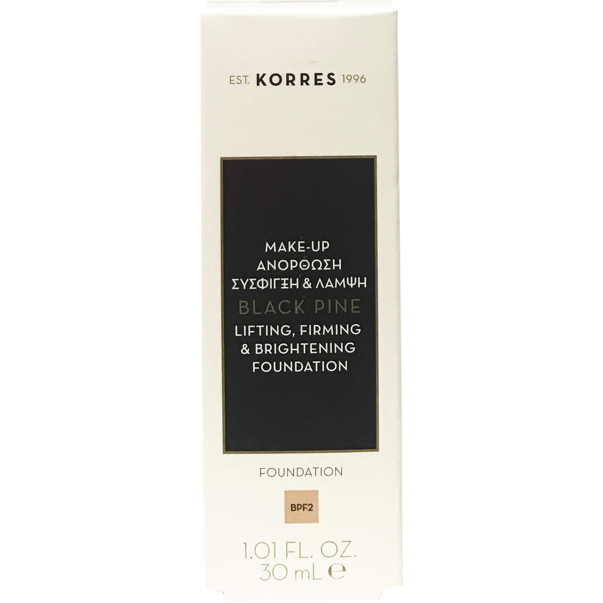 Korres Μαύρη Πεύκη Foundation Make-up Ανόρθωσης, Σύσφιξης & Λάμψης 30ml – BPF2