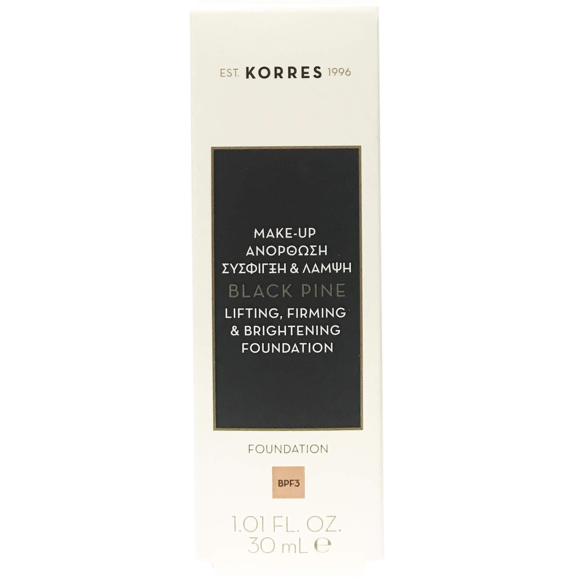 Korres Μαύρη Πεύκη Foundation Make-up Ανόρθωσης, Σύσφιξης & Λάμψης 30ml – BPF3