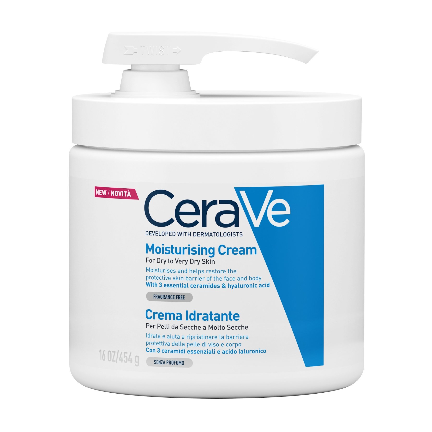 CeraVe Moisturising Cream Ενυδατική Κρέμα – Βάλσαμο Προσώπου & Σώματος για Ξηρή – Πολύ Ξηρή Επιδερμίδα – 454gr
