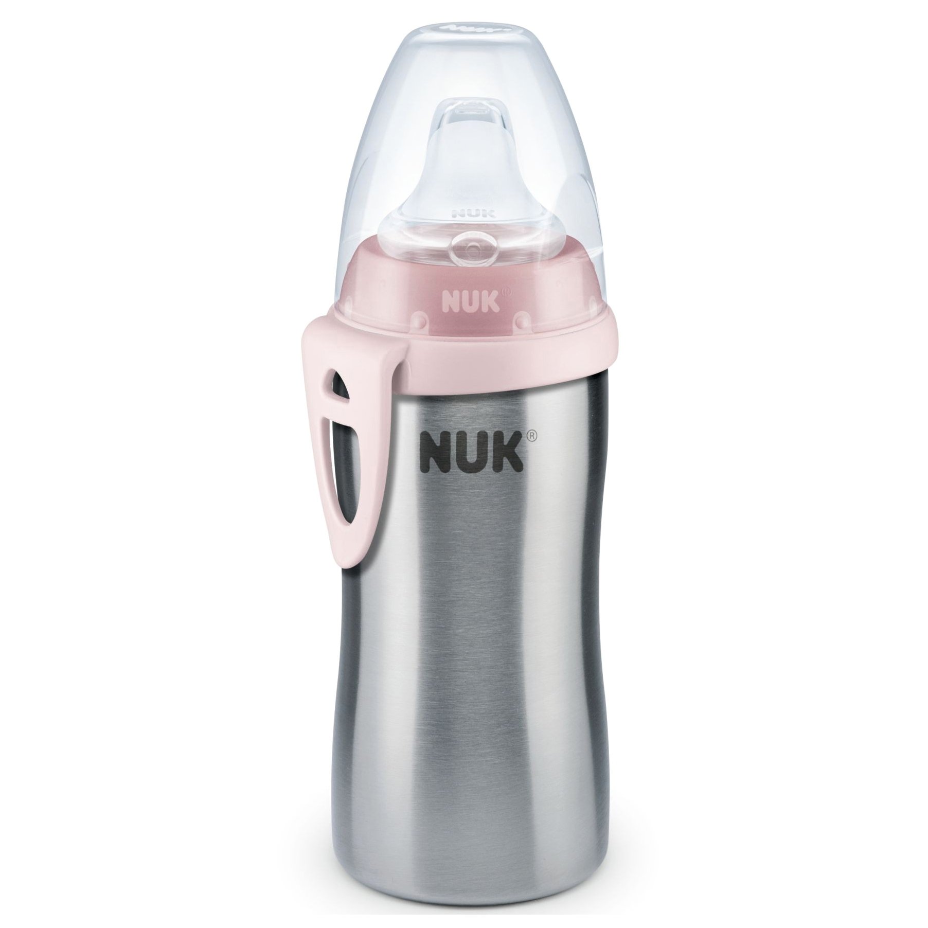 Nuk Kiddy Cup PP Παγουράκι Από Ανοξείδωτο Ατσάλι με Ρύγχος & Κλιπ 12m+ , 300ml – ροζ
