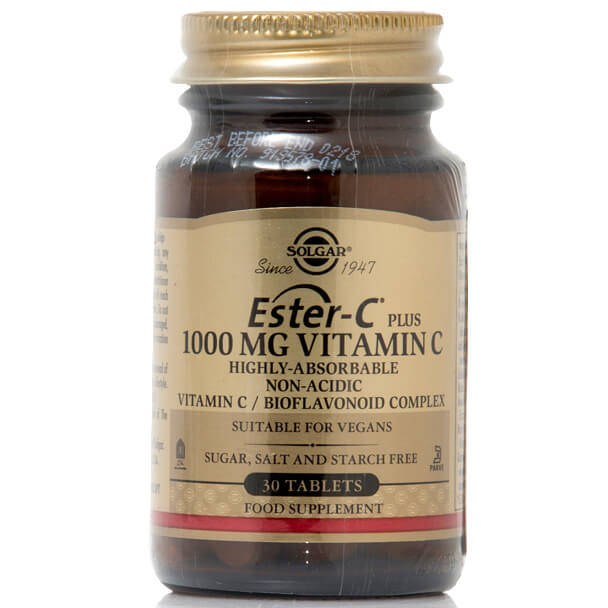 Solgar Ester-C 1000mg Συμπλήρωμα Διατροφής με μη Όξινη Μορφή Βιταμίνης C 30tabs