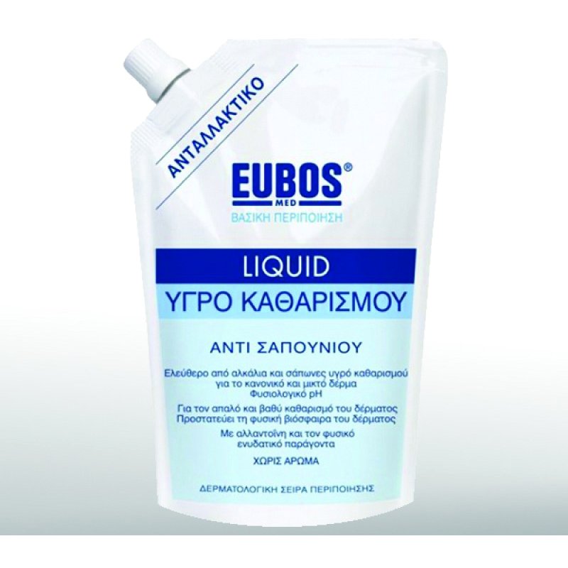 Eubos Liquid Blue Υγρό καθαρισμού, για τον καθημερινό καθαρισμό και την περιποίηση προσώπου και σώματος – 400ml refill