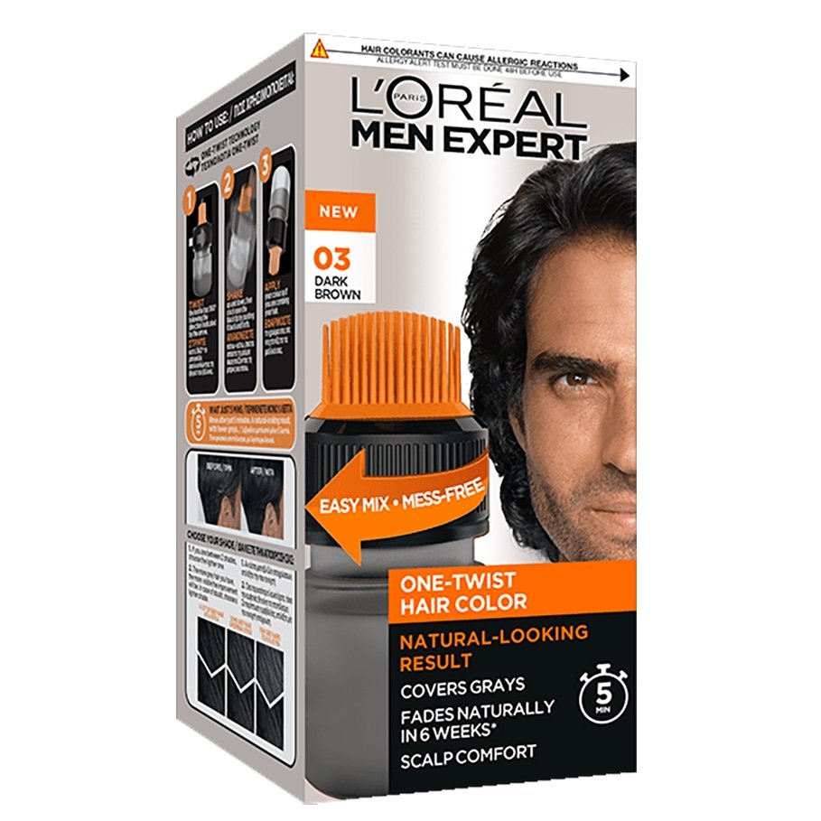 L’oreal Men Expert One-Twist Hair Colour Ανδρική Βαφή Μαλλιών για Γρήγορο & Εύκολο Φυσικό Αποτέλεσμα 50ml – 03 Dark Brown