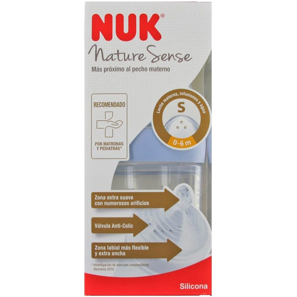 Nuk Nature Sense Μπιμπερό Πολυπροπυλενίου με Θηλή Σιλικόνης Small 0-6 Μηνών 150ml – γαλάζιο