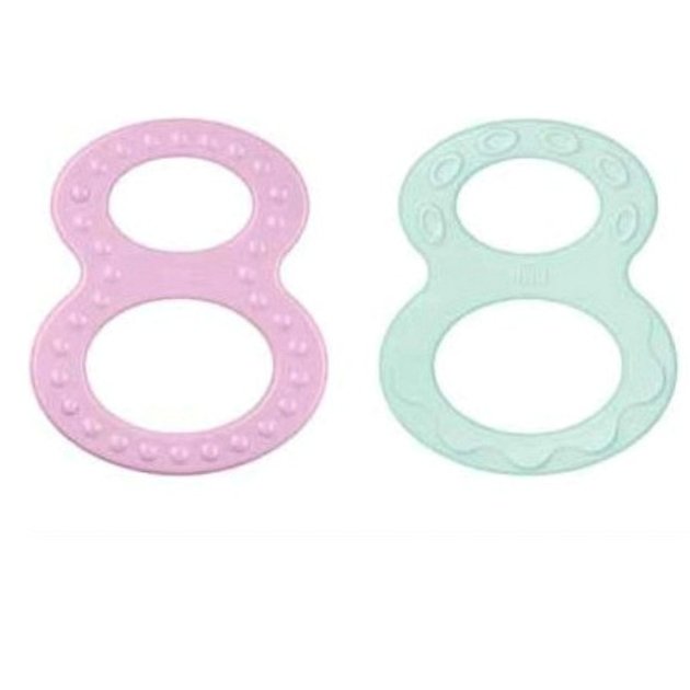 Nuk Teether Set Δακτύλιοι Οδοντοφυΐας 0+ Μηνών 2 Τεμάχια – Μωβ – Πράσινο