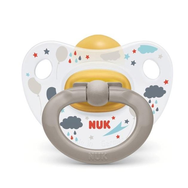Nuk Classic Happy Kids Πιπίλα Καουτσούκ 1 Τεμάχιο – 6-18 Μηνών Γκρι