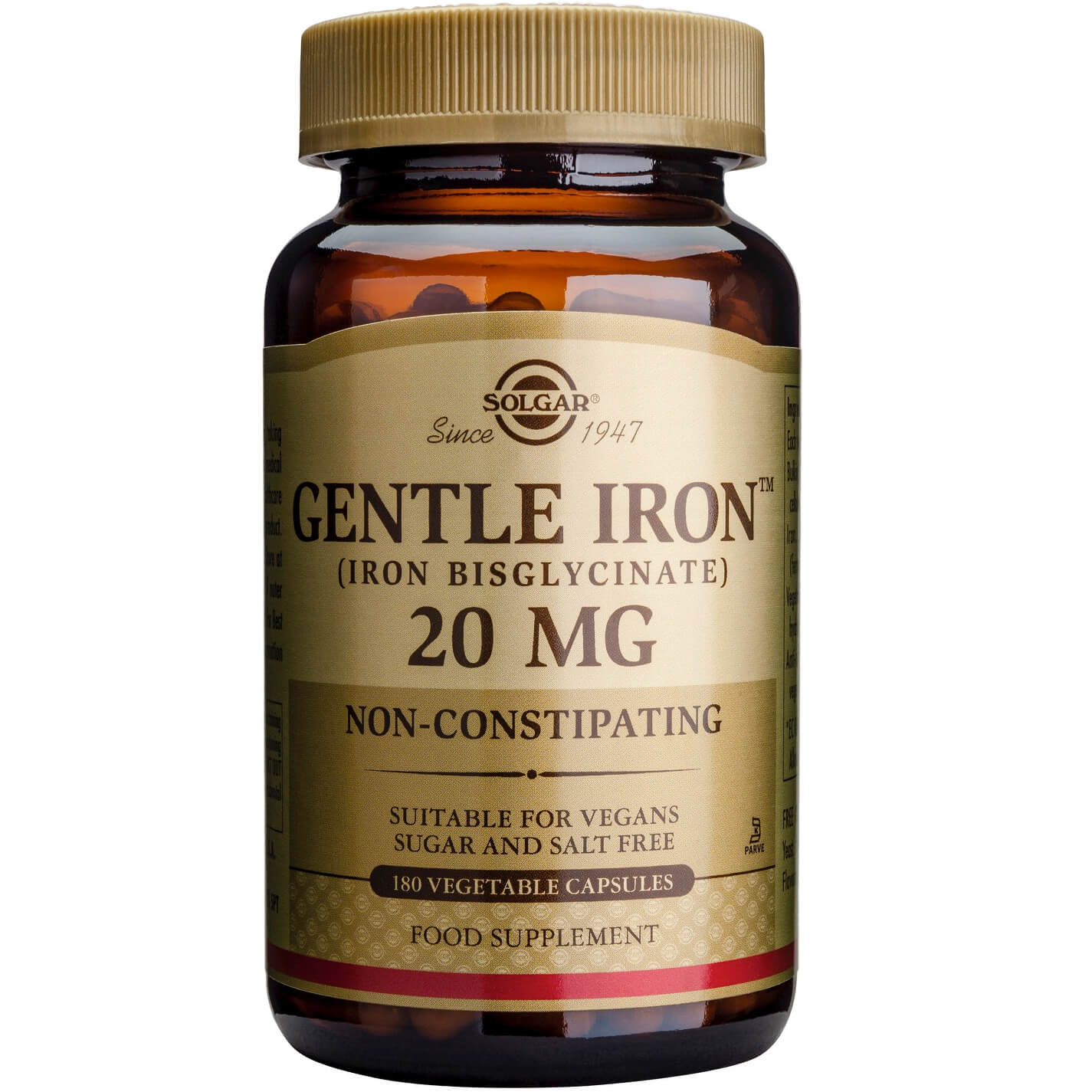 Solgar Gentle Iron 20mg Συμπλήρωμα Διατροφής για την Αντιμετώπιση της Έλλειψης Σιδήρου 180veg.caps