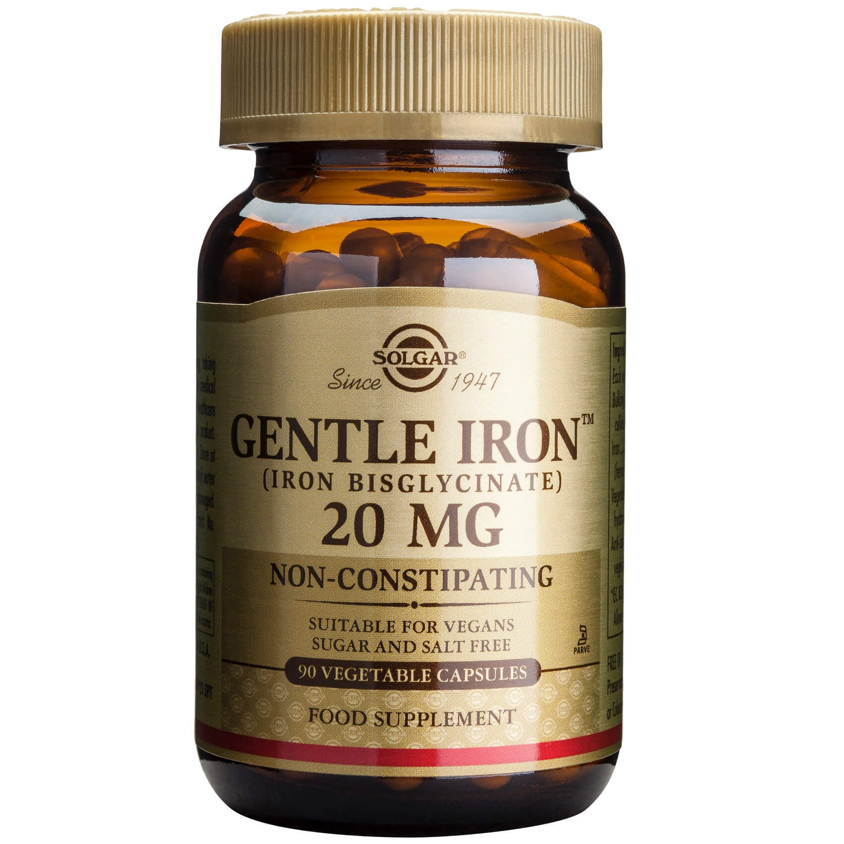 Solgar Gentle Iron 20mg Συμπλήρωμα Διατροφής για την Αντιμετώπιση της Έλλειψης Σιδήρου 90veg.caps