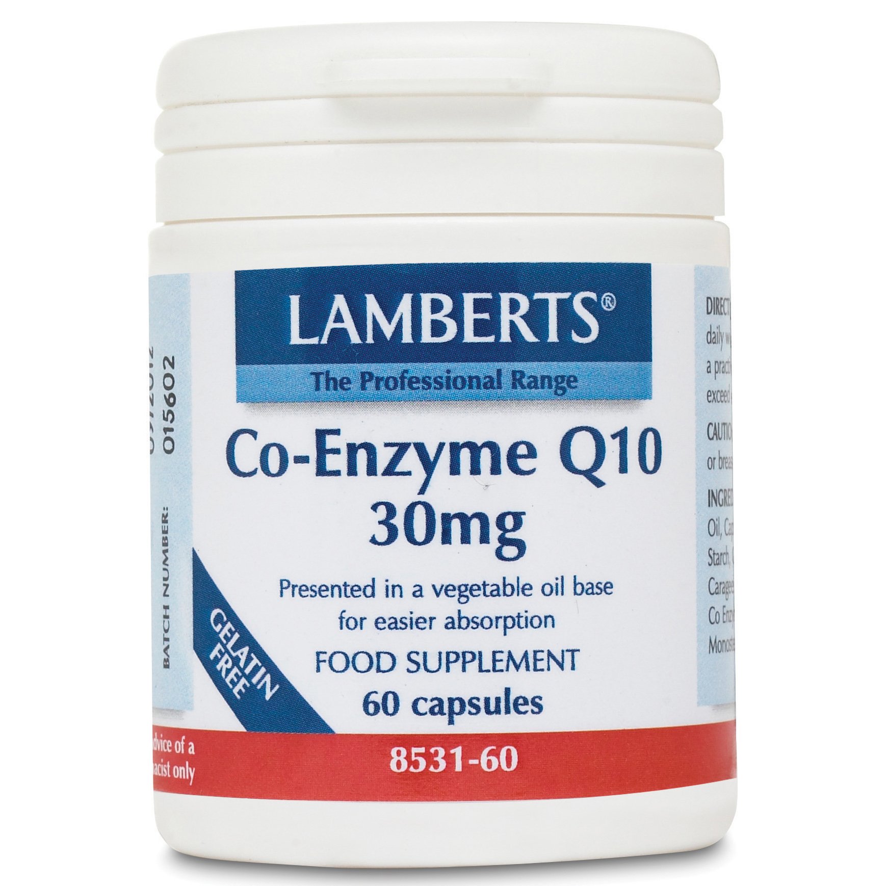 Lamberts Co-Enzyme Q10 Συμπλήρωμα Διατροφής για την Παραγωγή Ενέργειας από τα Θρεπτικά Συστατικά της Τροφής 30mg – 60 tabs