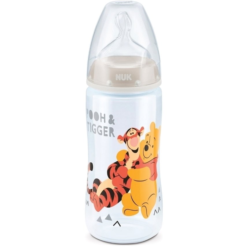 Nuk First Choice Plus Disney Winnie the Pooh Μπιμπερό PP 0-6 Μηνών με Θηλή Σιλικόνης Μεγέθους M 300ml – γκρι