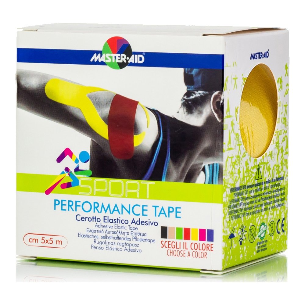 Master Aid Sport Performance Tape Κίτρινη Αυτοκόλλητη Ελαστική Ταινία για Επιδέσεις 5mx5cm 1 Τεμάχιο
