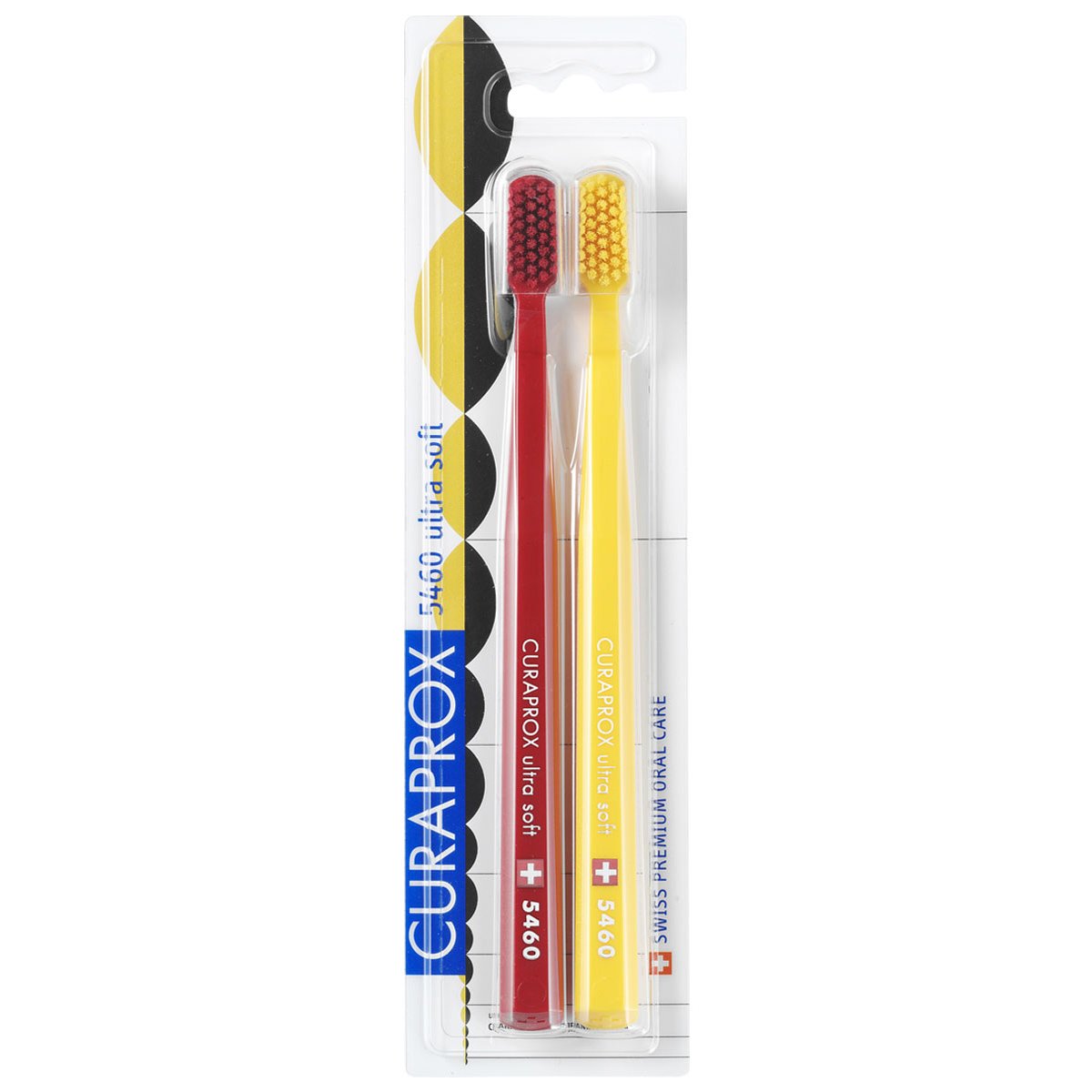 Curaprox Cs 5460 Ultra Soft Οδοντόβουρτσα με Πολύ Απαλές και Ανθεκτικές Ίνες 2 Τεμάχια – Κόκκινο – Κίτρινο