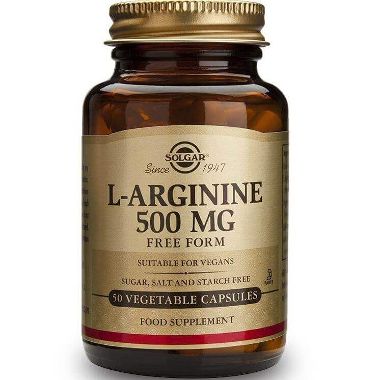 Solgar L-Arginine Συμπλήρωμα Διατροφής με Αργινίνη για τη Παραγωγή Ενέργειας στους Μύες veg caps – 500mg 50caps