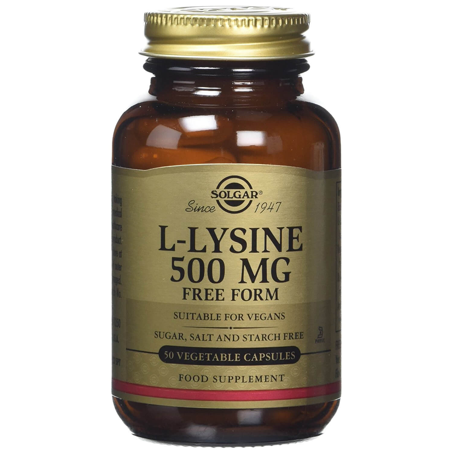 Solgar L-Lysine Συμπλήρωμα Διατροφής για τη Προστασία του Ύπατος & την Αποτοξίνωση των Κυττάρων – 500mg 50veg.caps