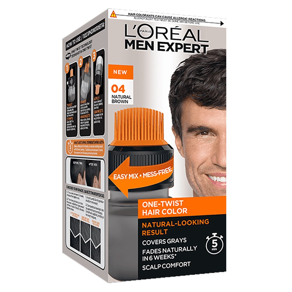 L’oreal Paris Men Expert One-Twist Hair Colour Natural Looking Result Βαφή Μαλλιών για Γρήγορο & Εύκολο Φυσικό Αποτέλεσμα Ειδικά Σχεδιασμένο για Αντρικά Μαλλιά 50ml – 04 Natural Brown