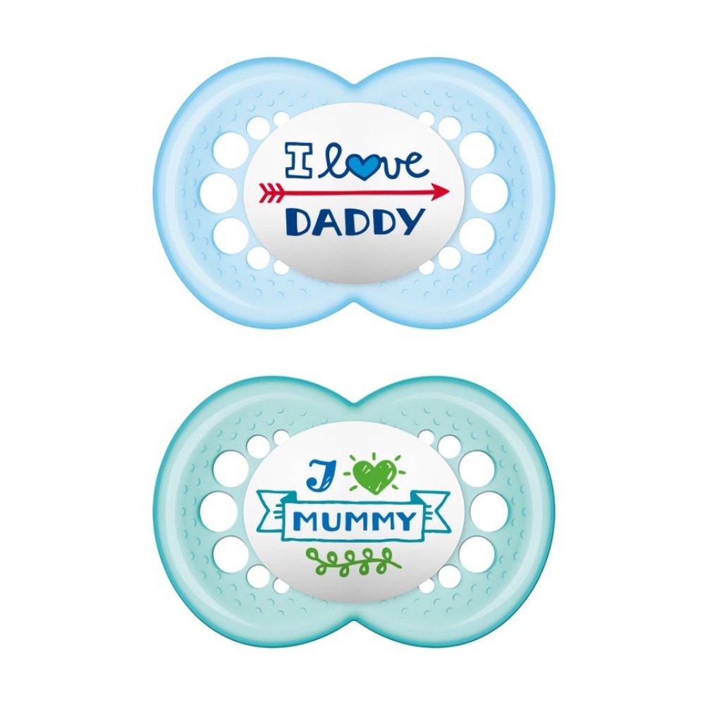Mam I Love Mummy & Daddy Ορθοδοντική Πιπίλα Σιλικόνης Κωδ 265S από 16+ Μηνών 2 Τεμάχια – Μπλε – Γαλάζιο 2