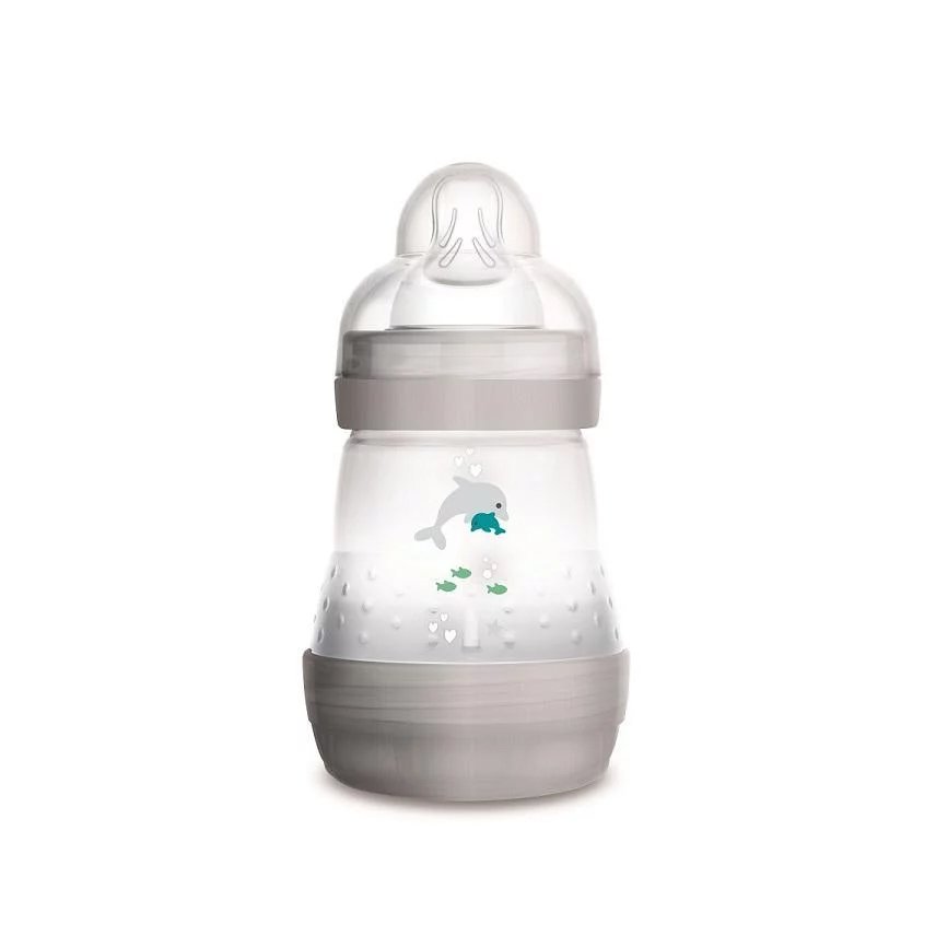 Mam Easy Start™ Anti-Colic 0+ Μηνών, Κωδ 350S Μπιμπερό Πολυπροπυλενίου με Θηλή Σιλικόνης & Σύστημα Κατά των Κολικών 160ml – γκρι