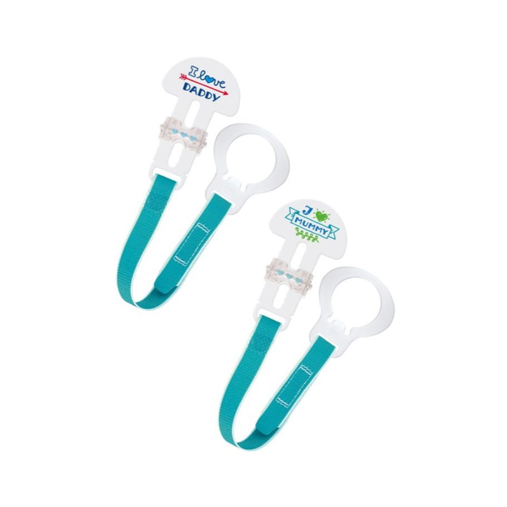 Mam Clip Set I Love Mummy & Daddy Κωδ 312 Κορδέλα Στήριξης Πιπίλας, από 0+ Μηνών 2 Τεμάχια – μπλέ
